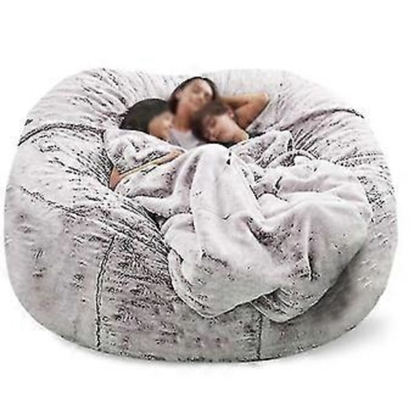 Lat soffa Sittpuff Konstgjord päls Sittpuff Bönpåse (135cm*65cm Snöbrun)