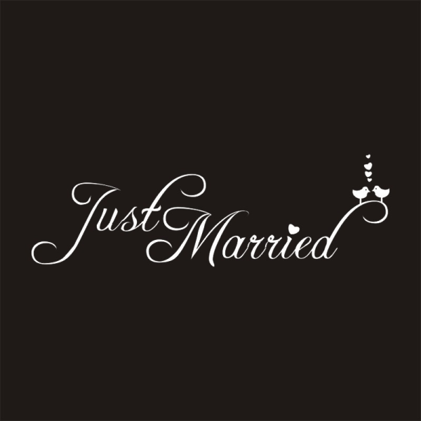 vackert Just Married-klistermärke - Bildekal/väggklistermärke Just Ma