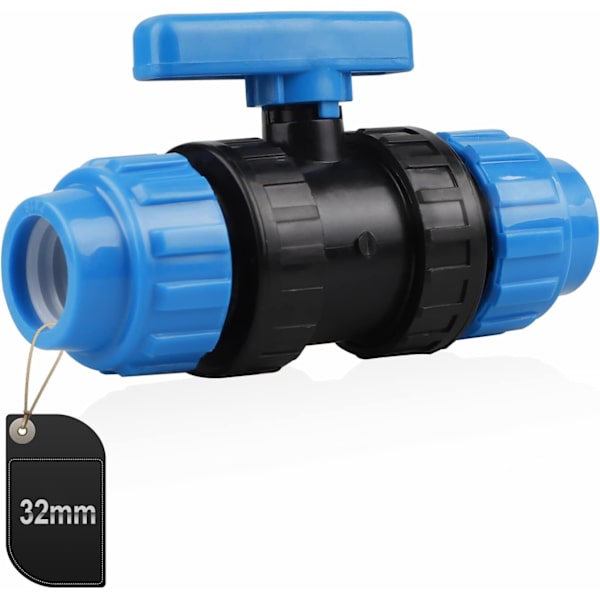 32mm PP vattenkoppling (blå), PE rörklämma,