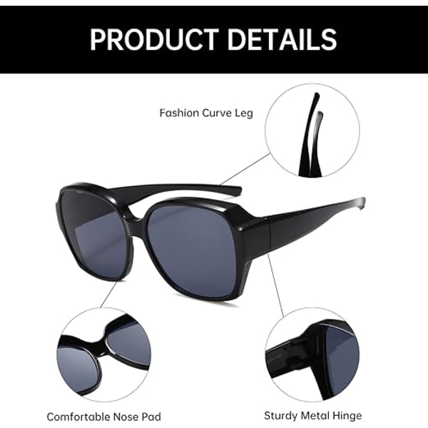 Moderigtige polariserede solbriller, udendørs kørsel solbeskyttelse og UV-beskyttelse solbriller, multifunktionelle briller, unisex, sort black