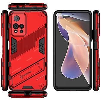 Slankt deksel for Redmi Note11 Pro 5G Støtsikkert tolags stativdeksel Red