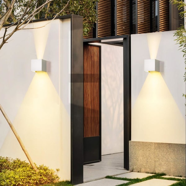 Vit 6W，1-pack LED inomhus utomhusvägglampa Modern utomhusvägg