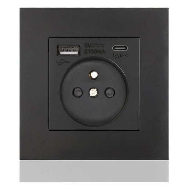 Fransk stikkontaktpanel Type-c+USB16A Type 86, antall stikkontakter: 2 h