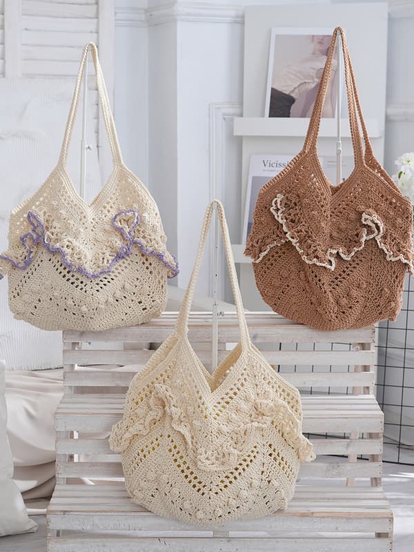 Håndvævet Openwork Mulepose: En Afslappet Off-White Stil Perfekt til Kvinders Strandferier