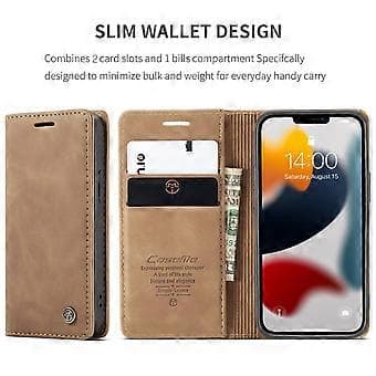 CaseMe-013 Läderfodral För iPhone 13 För iPhone 13 Brown