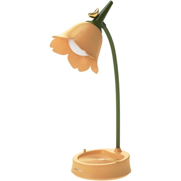 (Orange) LED-bordslampa med blommor Sladdlös bordslampa 3 färglägen