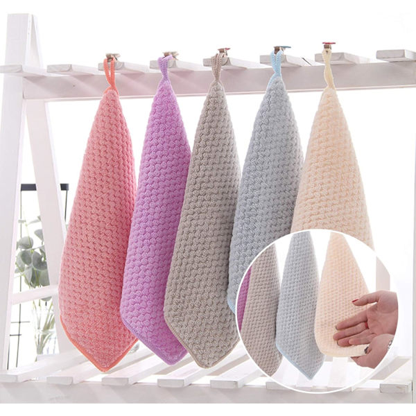 5 delar set, korallfleece hängande handduk, snabb