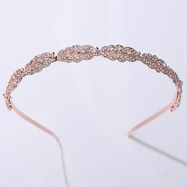 Brudgummens Roséguld Huvudband Tiara Bländande Rhinestones Hårcirklar Ornament För Brudtärna Bröllopsklänning (Guld)