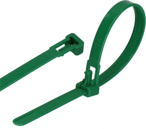 100-pak genanvendelige justerbare kabelbindere 7,5 mm x 250 mm grøn