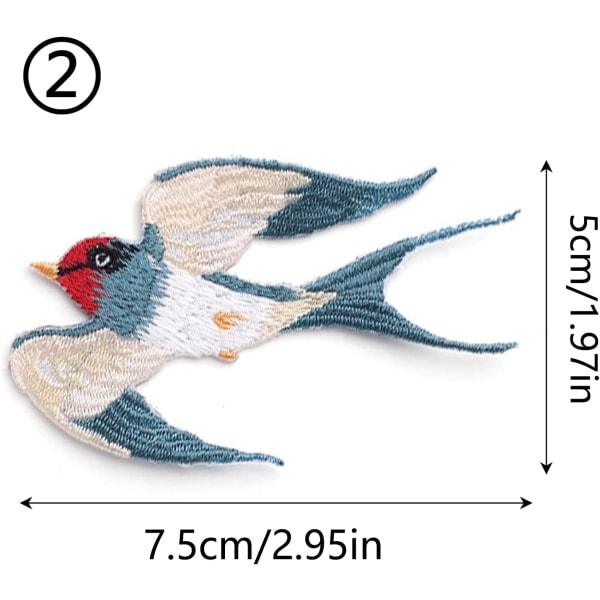 4 delar påsydda applikationer Fågelbroderade tyglappar Animal Ir