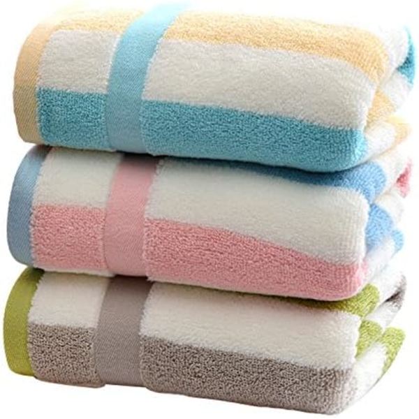 3-pack 13"x30" Supermjuk randig, vridfri bomullsansiktshand till