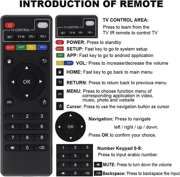 Original erstatningsfjernkontroll for Android TV Box MXQ, MXQ P