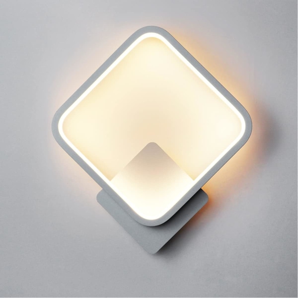 12W LED inomhusvägglampa, vit fyrkantig designvägglampa, varm W