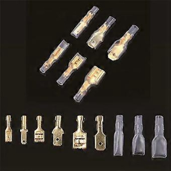 Gul crimpterminalblock-set transparent skyddskåpa hane hona dockningsklämma kopplingssats 2.8 4.8 6.3 135 st 0.1 kg/3.5 oz ( )