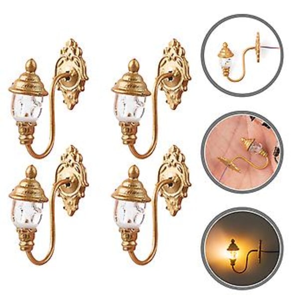 4 st Miniatyr Simulerade Gräsmatteslyktor Modelllampa Sandbord Lampdekorationer