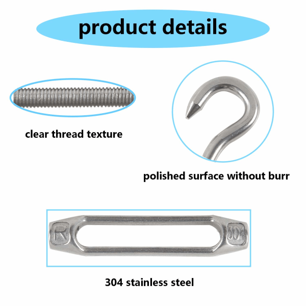 M5 Spännare Kabel Spännare Krok och öga 304 Rostfritt Stål Adj