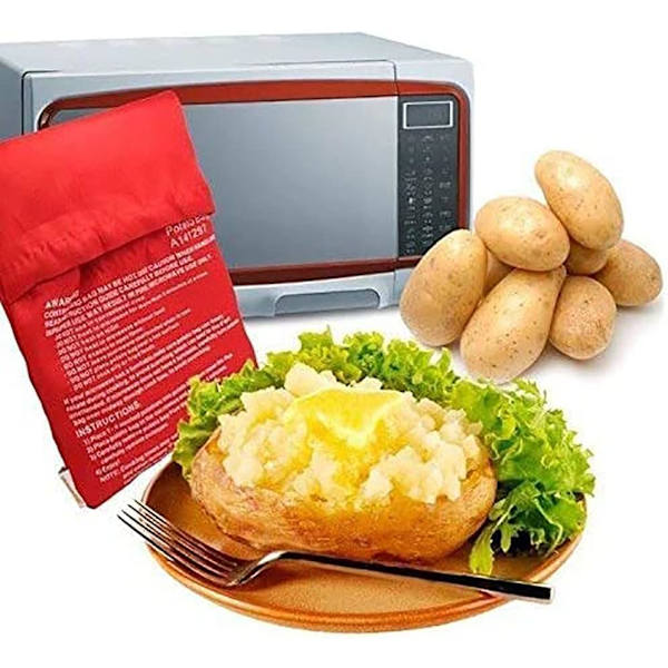 2 ST Mikrovågspåse Potatispåse Tvättbar och återanvändbar mikrovågsugn
