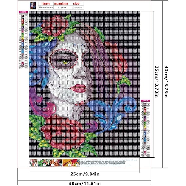 30x40CM diamantmålning Komplett kit Rund gotisk, canvas diamon