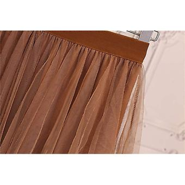 Tullkjol för kvinnor, formell, asymmetrisk, midilång, te-längd, elastisk midja, tutu-kjol