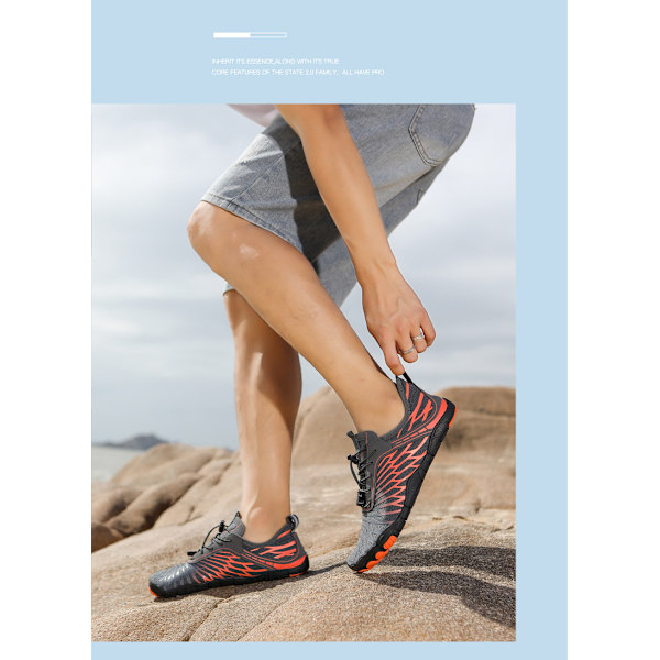 Sommar Utomhus Vattendragningsskor, Halkfria Fiske- & Badeskor, Snabbtorkande, Andningsbara Vandringsskor, Svart & Orange, 45 Black and orange 45