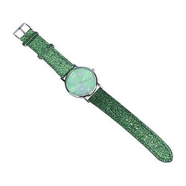Snygg Snöflinga Ansikte Jul Klocka Mode Dam Armbandsur Grön