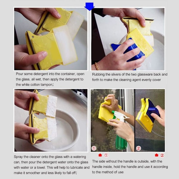 Square Magnetic Window Cleaner Dubbelsidig fönsterputs med 2