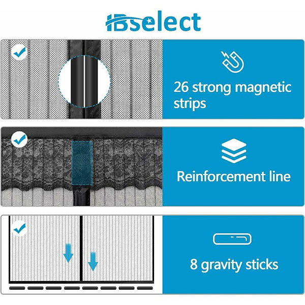 Magnetisk myggnät dörrgardin anti-fly myggnät självhäftande remsa