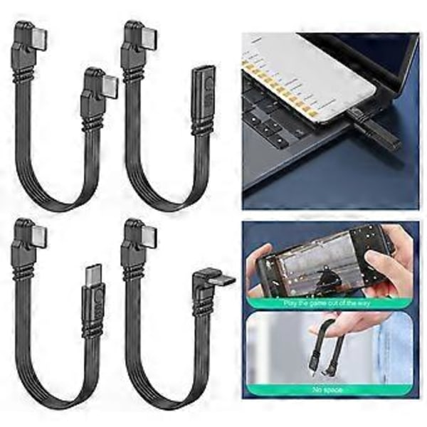 Kaksipäinen USB C -datan synkronointijohto suoralla päällä/suorakulmaliittimillä varustettu muunninkaapeli 45 W:n tyypin C latausjohto 0.5m LR male to female