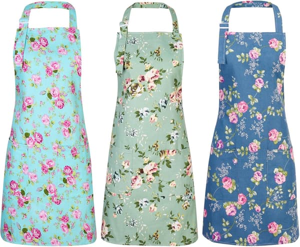 3 st Vintage Blommiga Förkläden