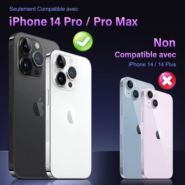 Kamera Beskytter til Sort iPhone 14 Pro/iPhone 14 Pro Max, [One-