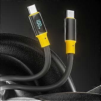 Snabb PD100W Strömkabel Snabbladdningskabel Stöder 480 Mbps Datasynkronisering med Dubbla USB C-gränssnitt Svart Black B