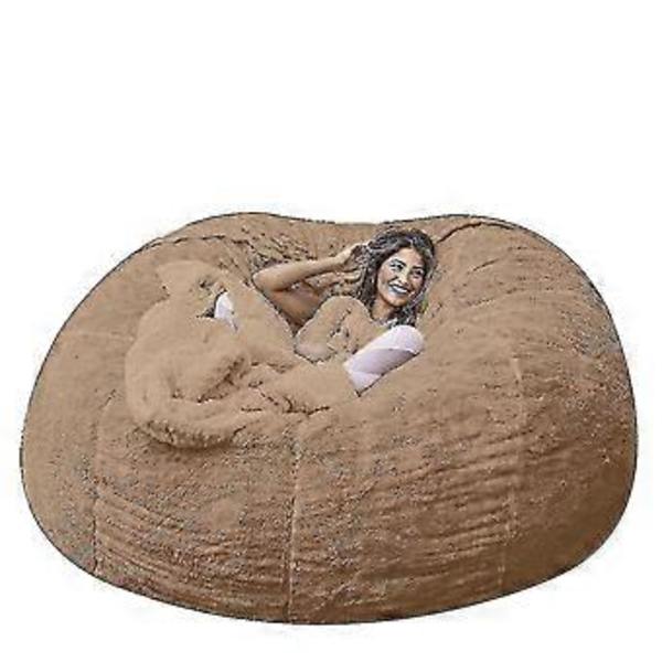 Soff och bekväm Lazy Sofa konstgjord päls bönpåse bönpåse (150cm*75cm khaki)