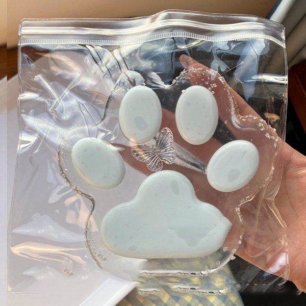 5-tums stor katt tass klämleksak, söt klibbig gelé katt tass klämleksak, en klämleksak för att lindra stress för barn och vuxna, vit White