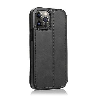 iPhone 12 Pro Max Etui Læder Wallet Flip Telefon Etui Black