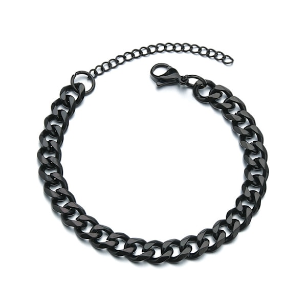 Justerbart pansarkedjearmband, kubanskt armbandstillbehör i rostfritt stål, enkelt och moderiktigt trendigt armband, 7 mm, svart Black 7mm