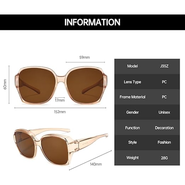 Moderigtige polariserede solbriller, udendørs kørsel solbeskyttelse og UV-beskyttelse solbriller, multifunktionelle briller, unisex, brun brown