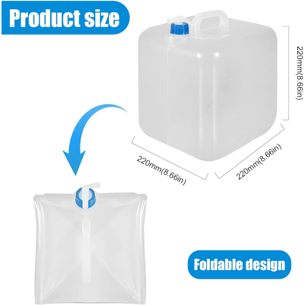 2-pack hopfällbar vattenkokare, 20L portabel vattenförvaringskokare för camping, lämplig för utomhuscamping och vandring, blå Blue 20L