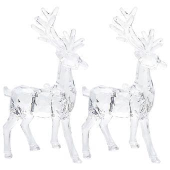 2 st Akryl Klar Jul Älg Figurer Skrivbord Älg Ornament Akryl Älg Statyer