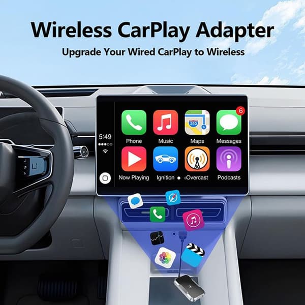 Trådløs CarPlay-adapter - LICHIFIT - TY-C13 - Kablet konvertering til Wi‑Fi+Bluetooth - USB-A/USB-C - iPhone iOS10+