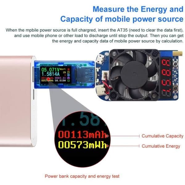 USB-testmultimeter, 3.0 3.7-30V 0-4A digital strøm- og spændingstester, voltmeter, forbedret version AT35