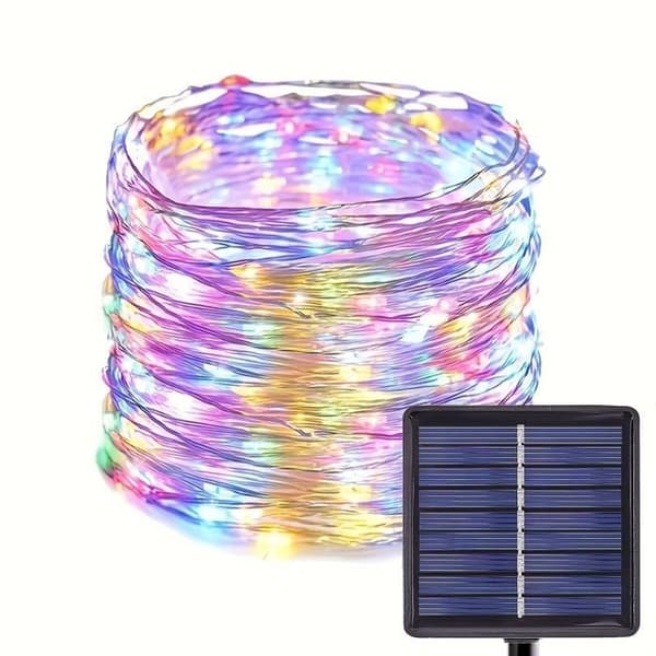 Solcelle lysguirlander - 200 LED - 22 m - Fast multicolor - Intelligent sensor Flerfärgad fast