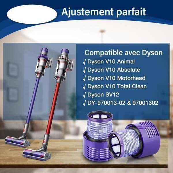 Filter til Dyson V10 SV12, Erstatningsfilter til Dyson til Serie, Erstatning til Dyson Absolute/Animal/Total Clean (2 Pakker)