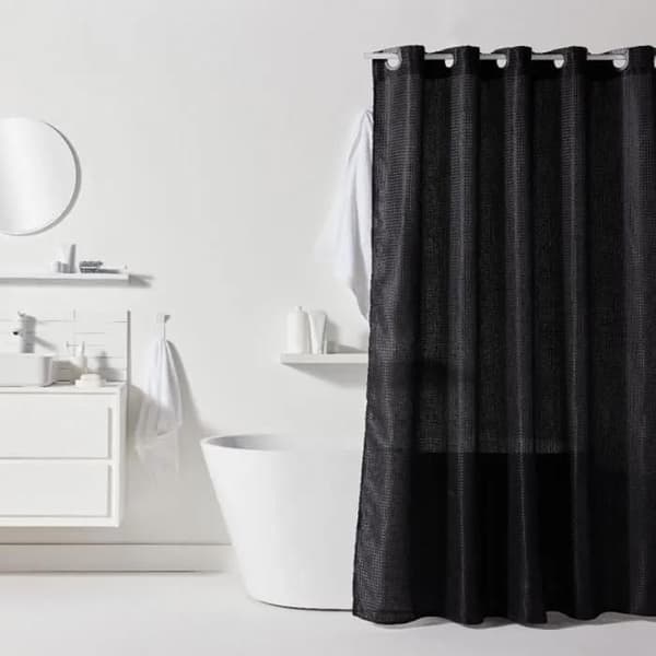 Duschdraperi - Våfflad - Vit - Polyester - 180 x 200 cm Vit