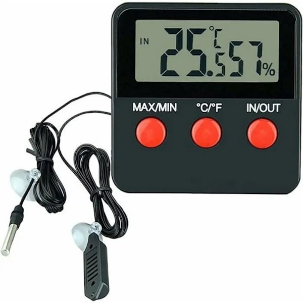 Digitalt Termometer - LCD Hygrometer - Til Terrarium - Præcision ±1°C - Max Min Hukommelse