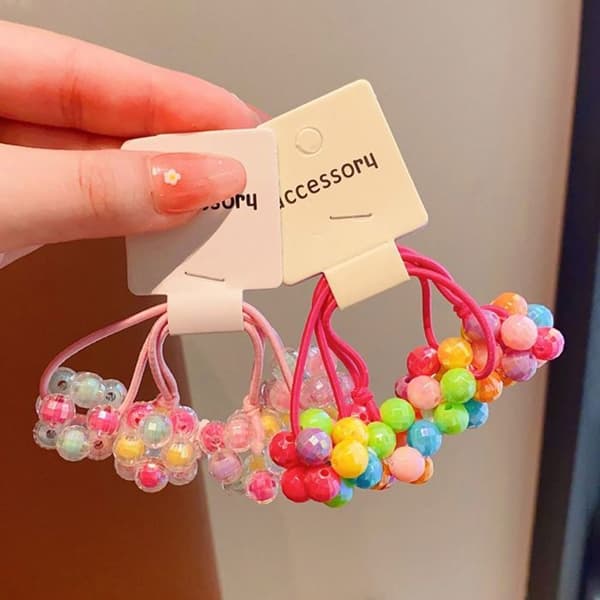 Hår elastikker til piger - 2 stk, perler, farvede kugler Etikette