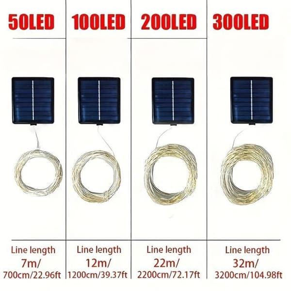 Solcelle lysguirlander - 200 LED - 22 m - Fast multicolor - Intelligent sensor Flerfärgad fast