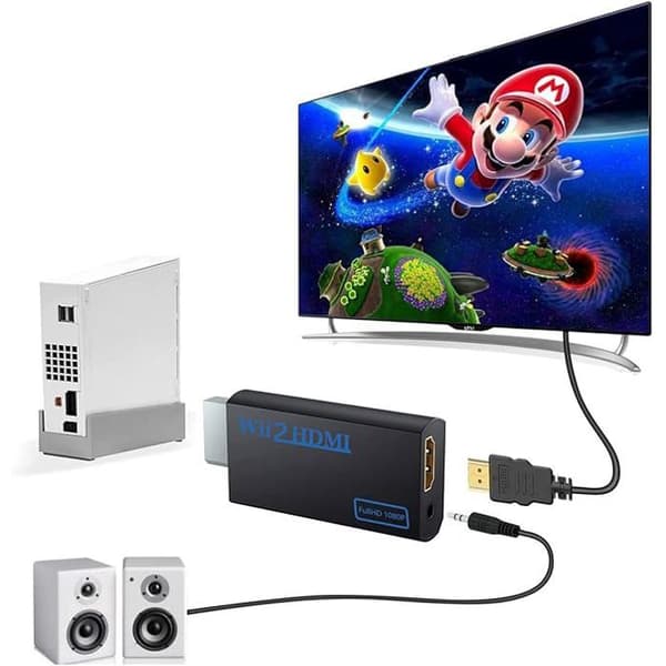 Videoadapter - Wii til HDMI - Full HD 1080P - 3,5 mm lydudgang - Plug and Play