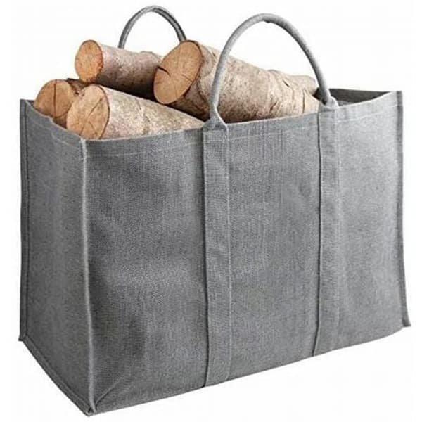 Vedpåse - Plastifierad jute - 41 x 26 x 33 cm - Grå - Utomhus Grå