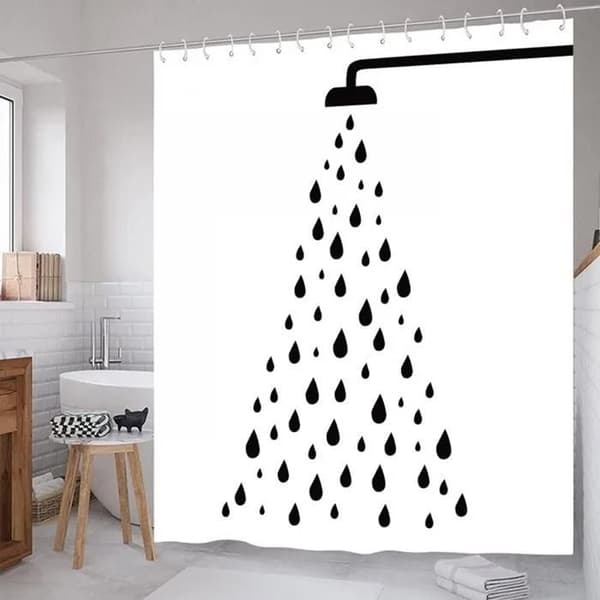 Duschdraperi, duschspray, mögelresistent, 12 krokar, vattentät, tvättbar, polyester, 180 x 200 cm