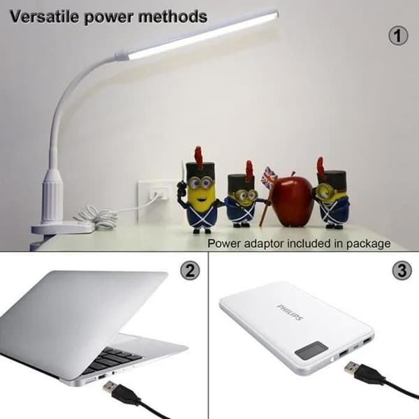 Fällbar LED-skrivbordslampa - Touchsensor - USB-uppladdningsbar - 24 LEDs